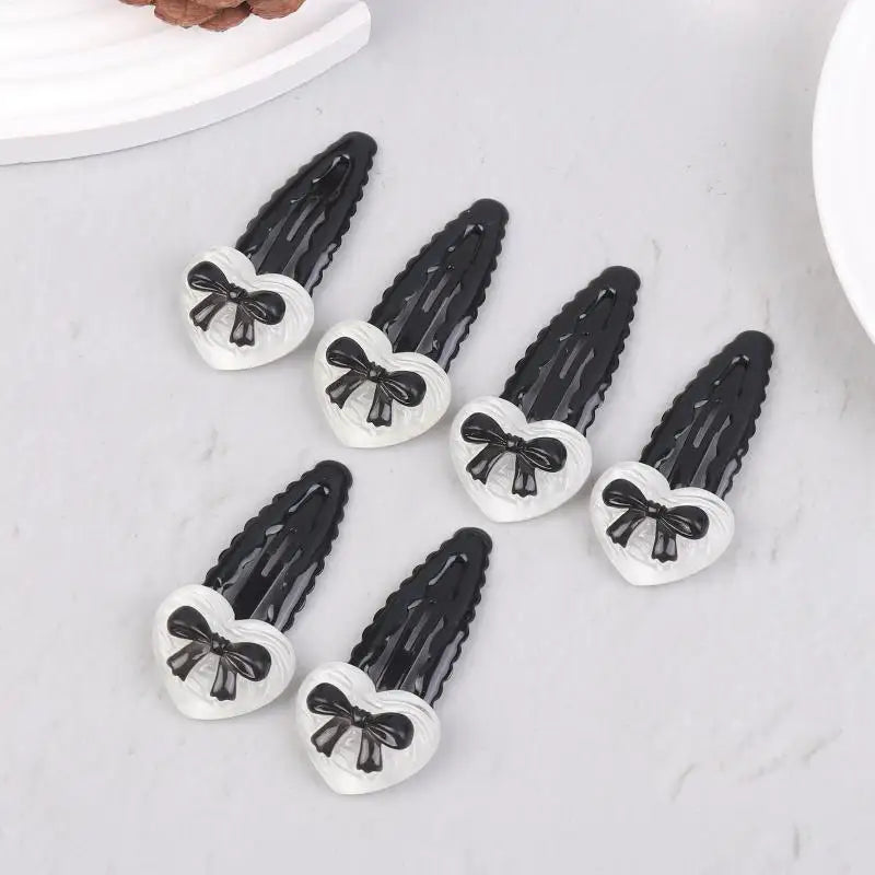 Heart Bowknot BB Hair Clips – Wavy Side Clips for Girls 2/6 Pcs Hair Clips Axl