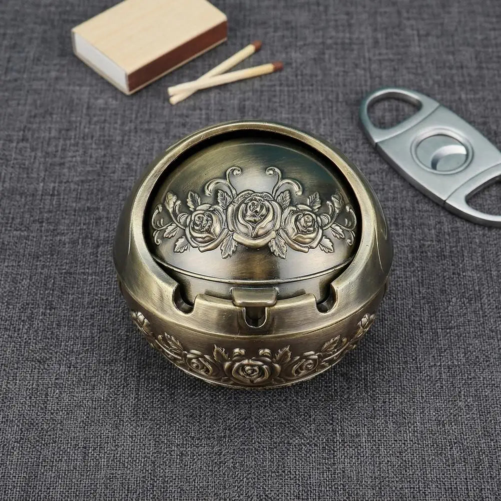 Vintage Metal Decorative Box – Rose Heart Relief Retro Lid Decorative Metal Box Axl
