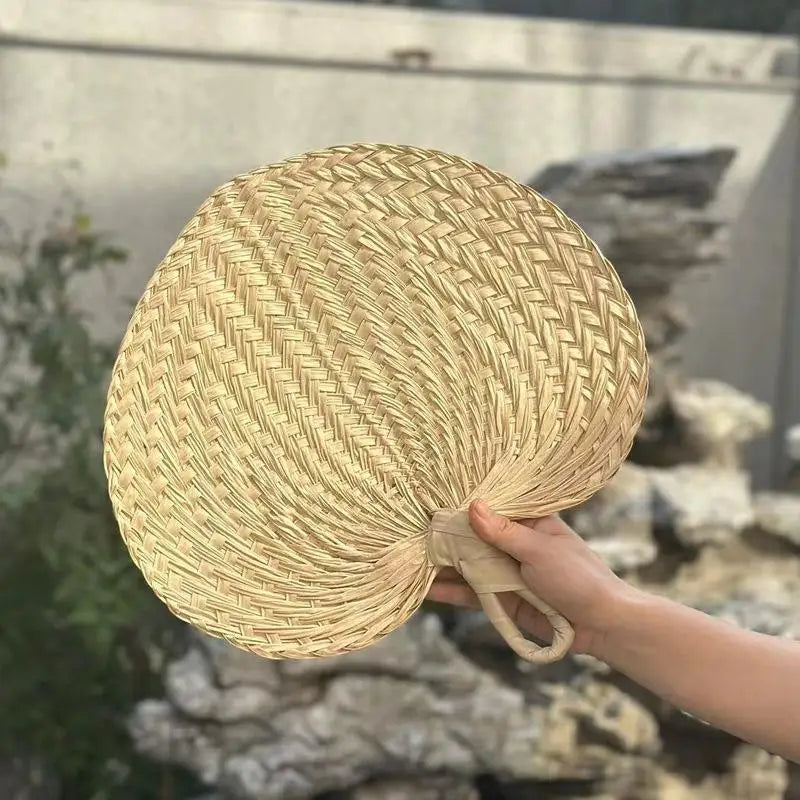 Vintage Handmade Palm Leaf Fan – Natural Foldable Cooling Fan Handheld Decorative Fan Axl about 33-38cm