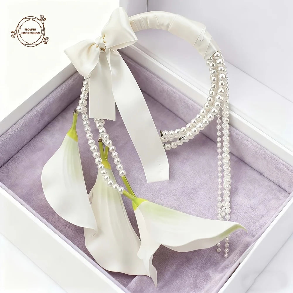 Faux Calla Lily Hoop Bridal Bouquet | White Artificial Flowers Artificial Bridal Bouquet Axl