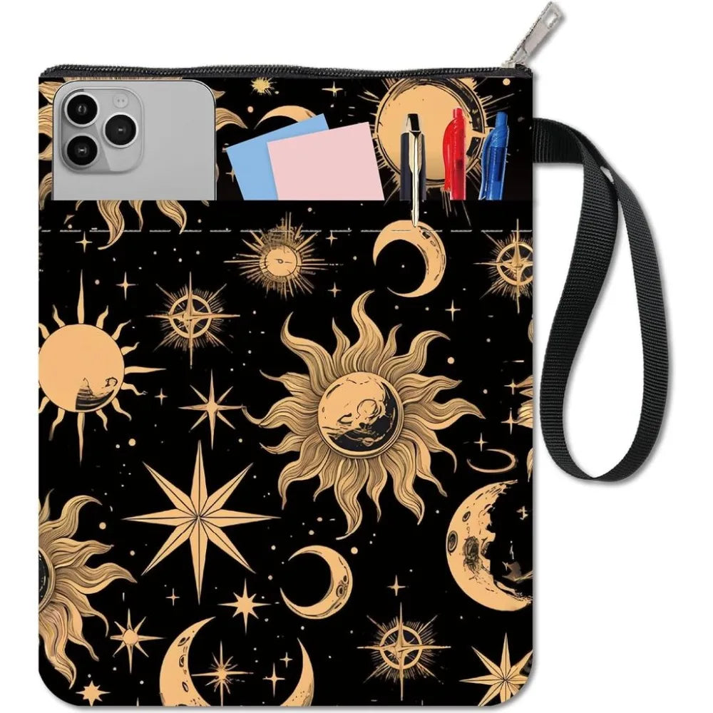 Book Sleeve with Zipper – Sun Moon Stars Waterproof Pouch Book Sleeve Axl AECH04-18685