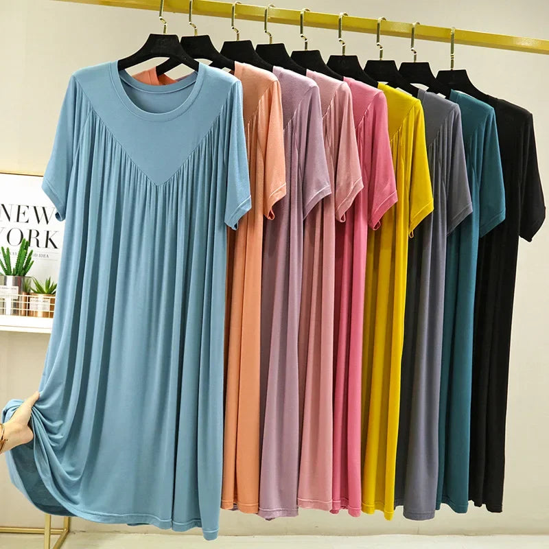 Women's Modal Nightgown – Loose Short-Sleeve Summer Night Dress Women's Nightgown Axl