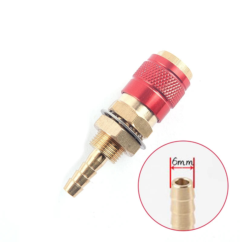 Water Cooled Gas Adapter Quick Connector TIG/MIG Torch M6/M8 Welding Torch Adapter Axl 6mm Female Red