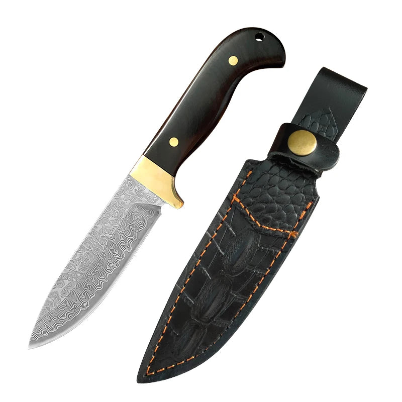 VG10 Damascus Kitchen Knife – Ebony Handle | 10.2" Blade Damascus Kitchen Knife Axl 1PCS Fruit Knife