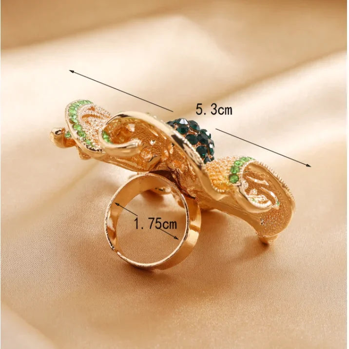 Luxury Flower Zircon Adjustable Ring – Gold Hollow Statement Fashion Statement Ring Axl