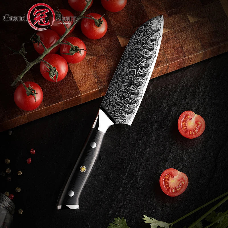 5-Inch Santoku Knife – 67-Layer AUS-10 Damascus Steel Chef Knife Santoku Kitchen Knife Axl