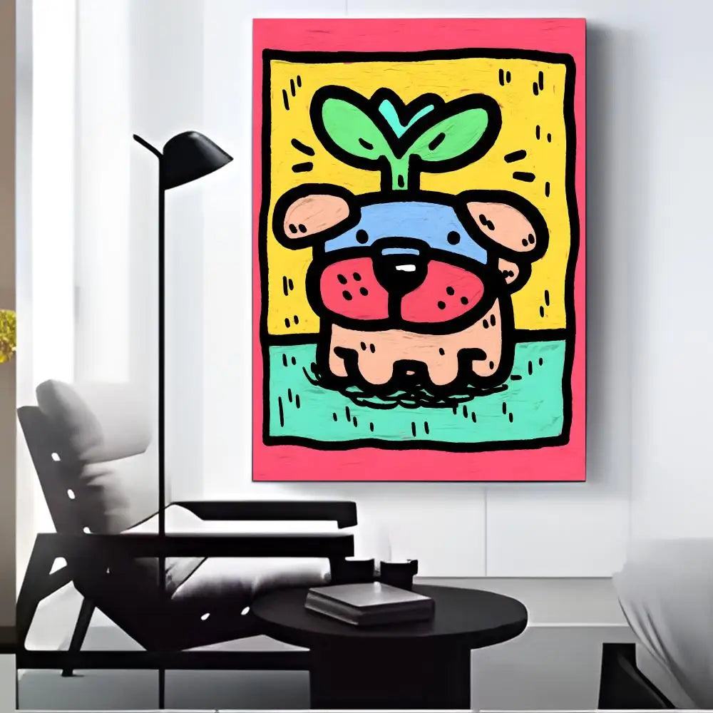 Colorful Dogs HD Canvas Wall Art Print – Unframed Home Decor Canvas Wall Art Axl Black11 21X30cmFrameless