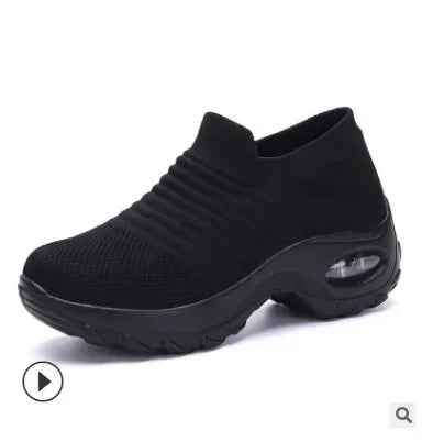 Mesh Slip-On Platform Sneakers – Air Cushion Walking Shoes Platform Slip-On Sneakers Axl black-3 40