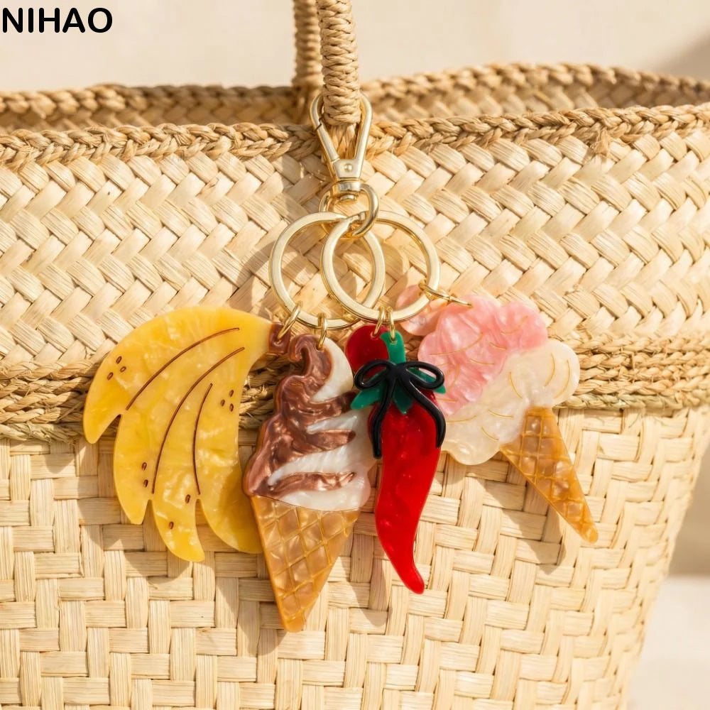 Retro Ocean Acrylic Keychain – Surfboard Crab Bag Charm Pendant Acrylic Keychain Charm Axl