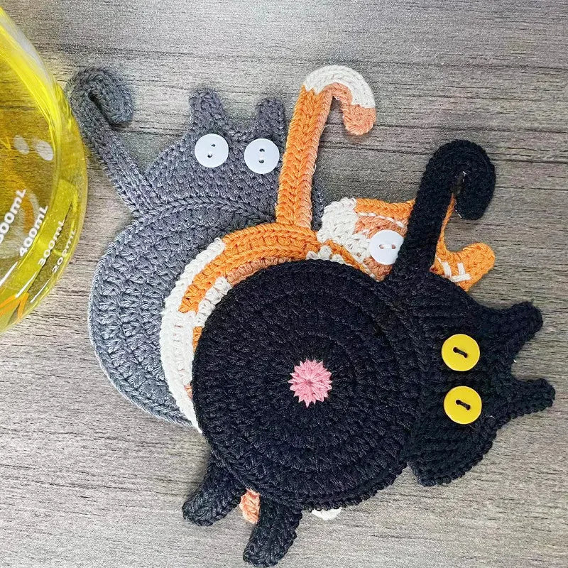 Cat Butt Coaster – Funny Heat-Resistant Cloth Drink Mat Novelty Drink Coaster Axl