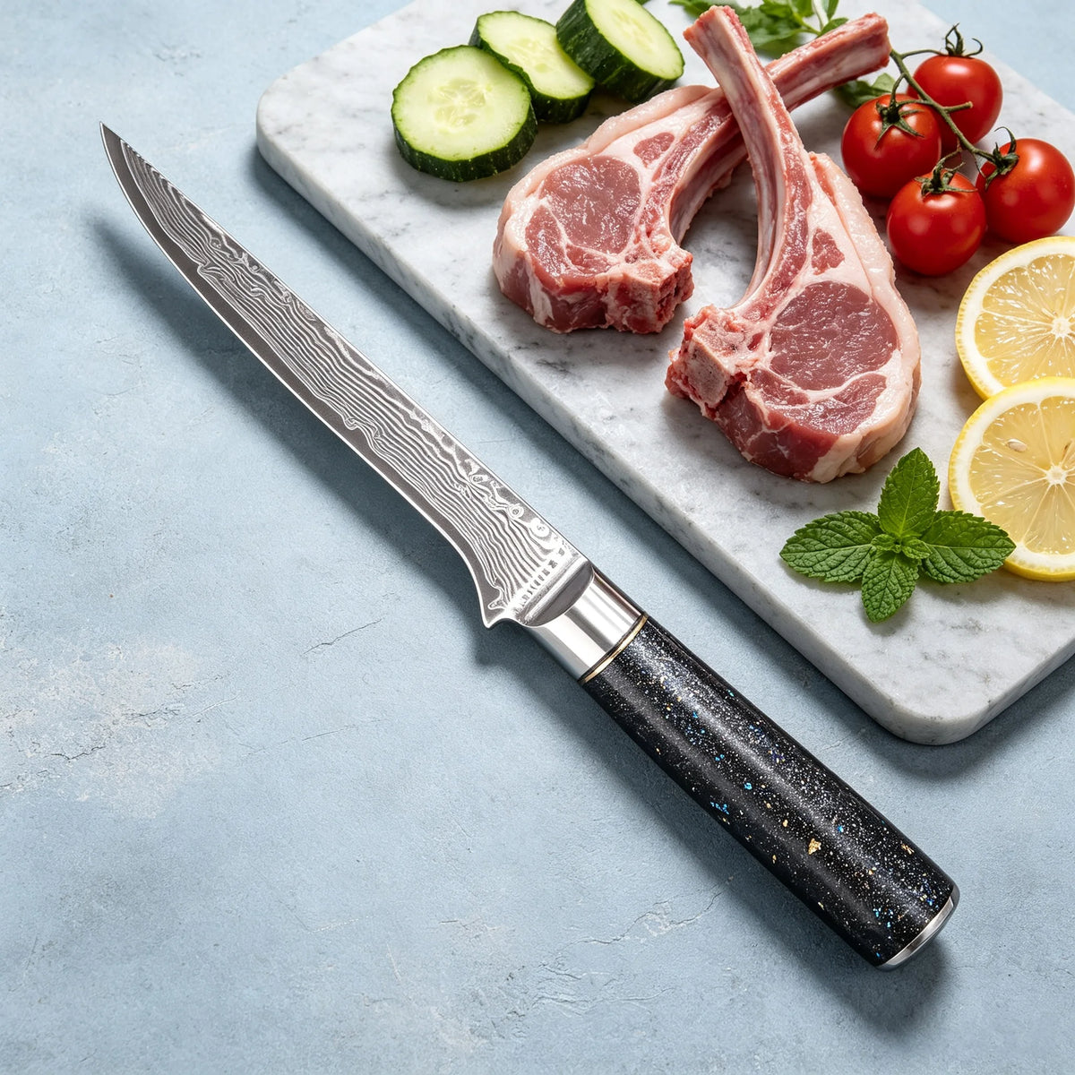 67-Layer Damascus Steel Boning Knife – Pro Chef Knife Damascus Boning Knife Axl