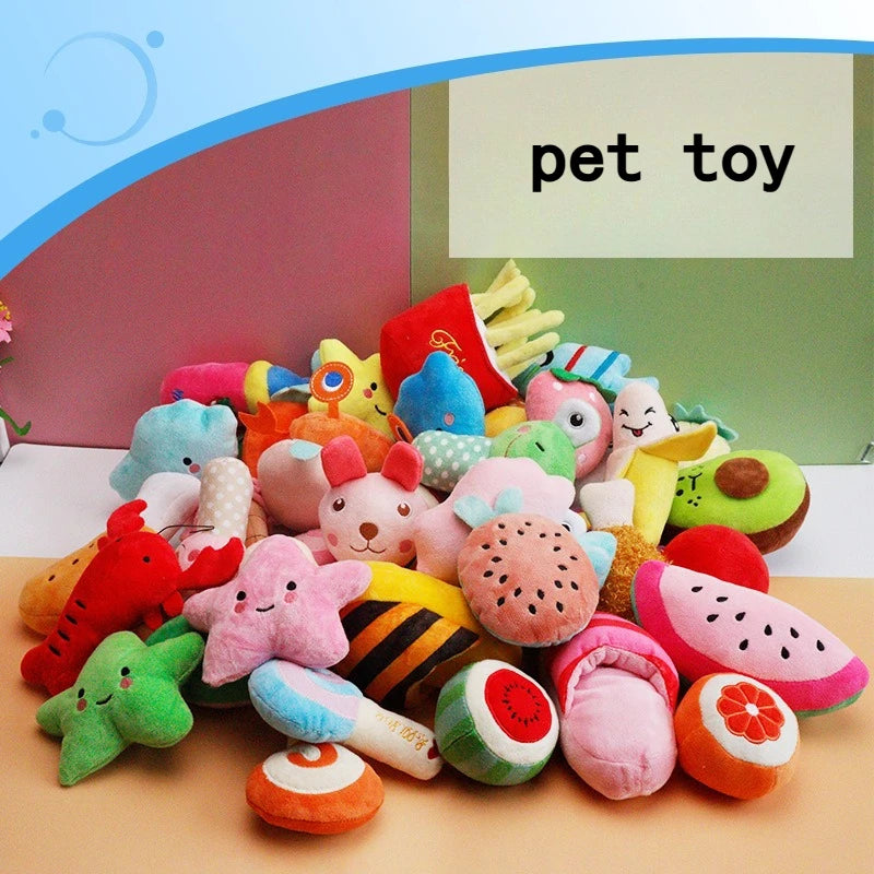 Squeaky Plush Dog Chew Toys – Chili & Eggplant 5/10 Pc Set Squeaky Dog Toy Axl