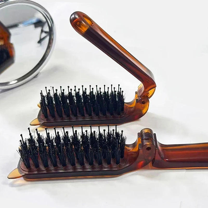 Cat Ear Foldable Boar Bristle Hair Brush – Pocket Travel Comb Foldable Hair Brush Axl