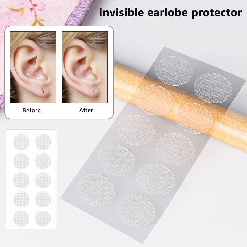 100 Pcs Clear Invisible Earlobe Stickers for Heavy Earrings Earlobe Protector Stickers Axl