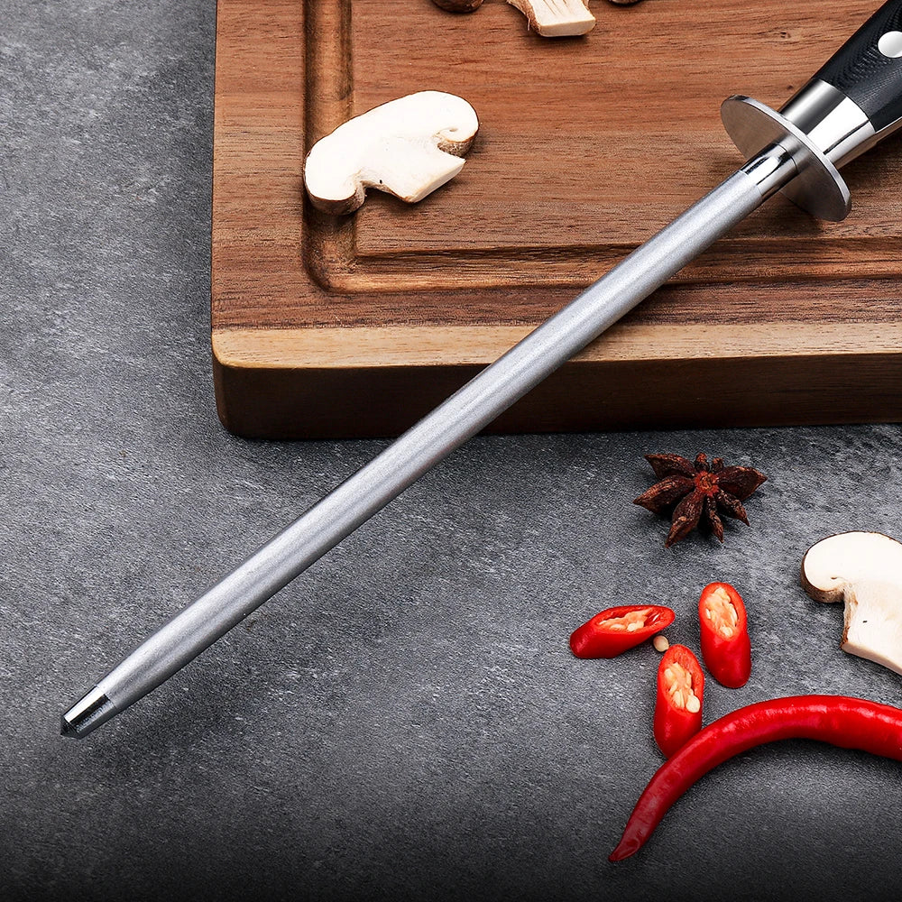 Sunnecko 8" Diamond Honing Steel Rod | Knife Sharpener Knife Honing Rod Axl