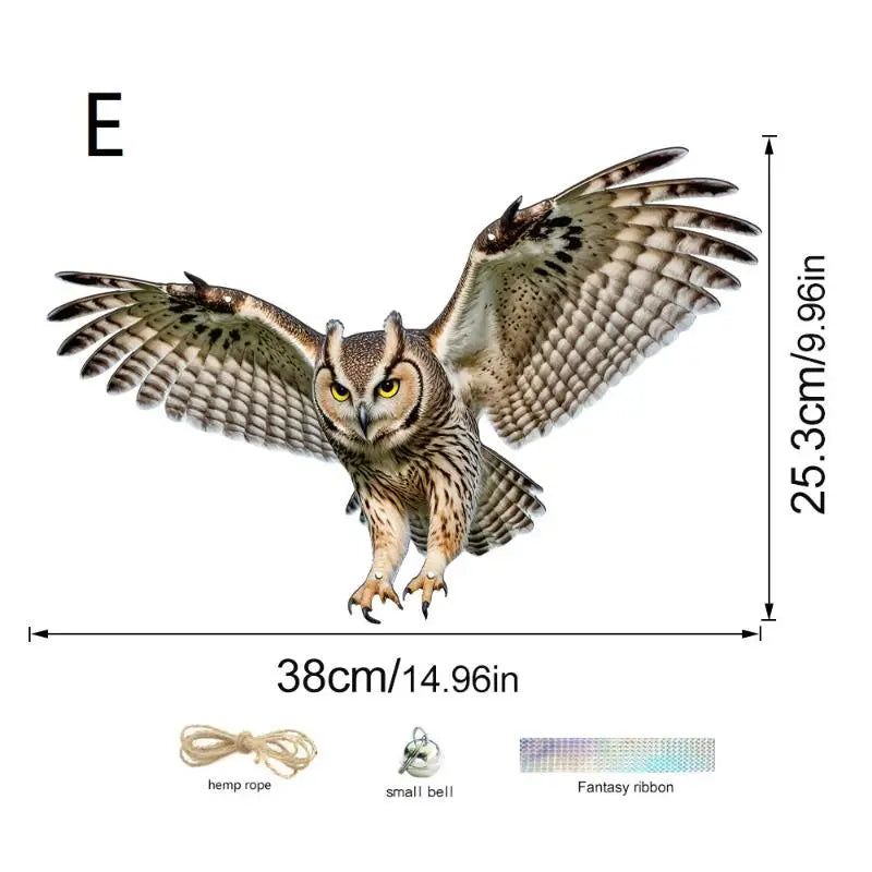 Waterproof Owl Bird Scarer with Reflective Strip & Bells Bird Scarer Decoy Axl E