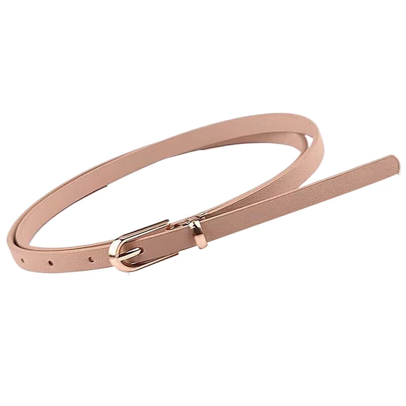 Women's Thin PU Belt – Adjustable Pin Buckle Waist Strap Women's Waist Belt Axl Light brown