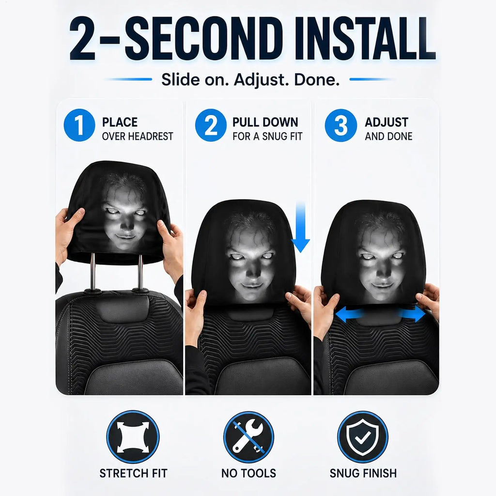 2-Pack Horror Face Car Headrest Covers | Universal Fit SUV Sedan Car Headrest Covers Axl