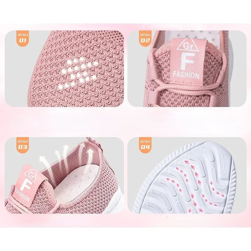 Women's Breathable Platform Sneakers – Casual Lace-Up Shoes Platform Sneakers Axl