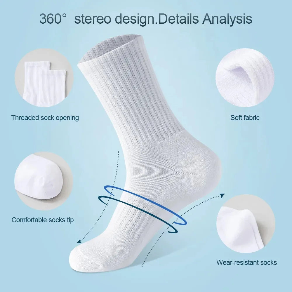 Neutral Solid Color Breathable Sports Socks – All-Season Pairs Sports Crew Socks Axl