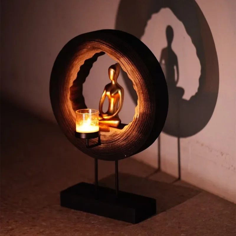 Retro Wooden Candle Holder Figurine – Modern Home Décor Candle Holder Figurine Axl