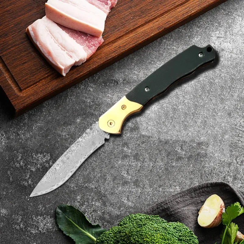 InLeung Damascus Steel Kitchen Boning & Cleaver Knife Damascus Kitchen Knife Axl