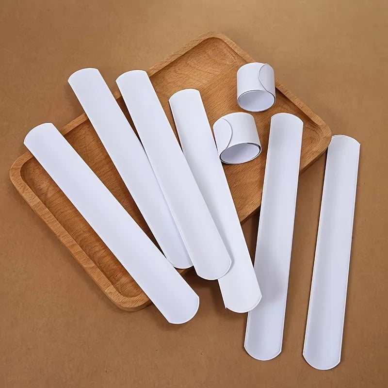 20pc White DIY Graffiti Snap Bracelets – PVC Snap Bands Snap Bracelet Set Axl