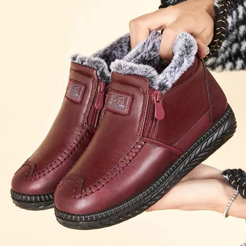 YBQJOO Women's Ankle Snow Boots – Warm Winter Suede Zip Women's Snow Boots Axl
