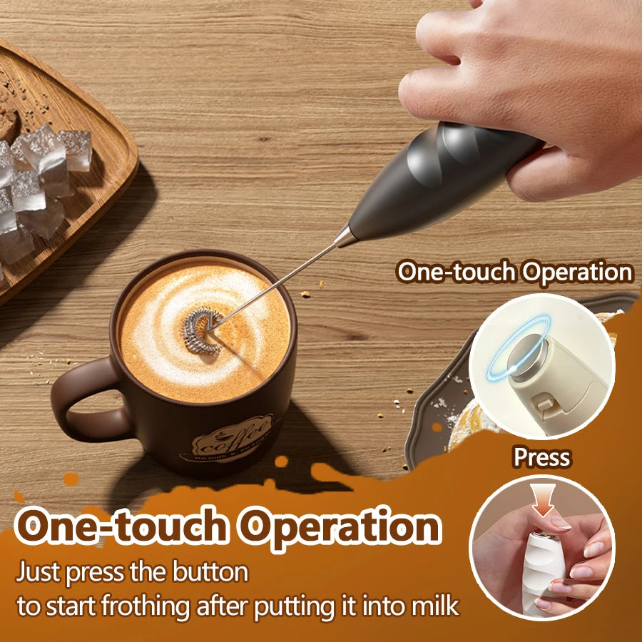 Handheld Milk Frother Mini Whisk – Latte, Matcha & Coffee Milk Frother Wand Axl