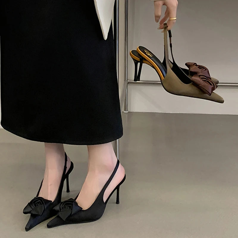 Women's Pointed Toe Stiletto Pumps | Silk Slip-On Dress Heels Stiletto Heel Pumps Axl
