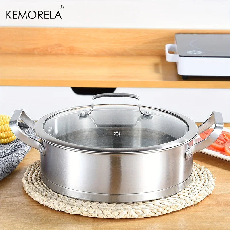 KEMORELA Stainless Steel Pot Set 16/20/24cm – Soup & Steamer Stainless Steel Pot Set Axl