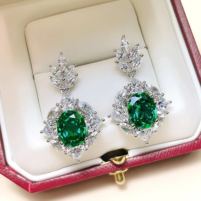 Huitan Green Cubic Zirconia Drop Earrings | Wedding Jewelry Drop Earrings Axl