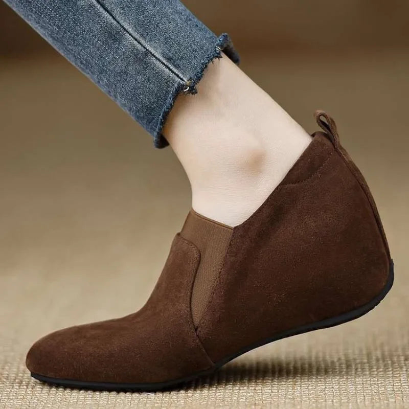 Women's Wedge Slip-On Shoes – Vintage Suede Height Increase Wedge Slip-On Shoes Axl