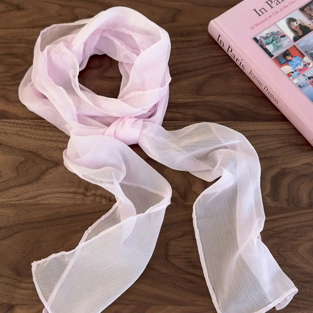 Women's Long Chiffon Scarf – Elegant Silk-Style Neckerchief Chiffon Neck Scarf Axl