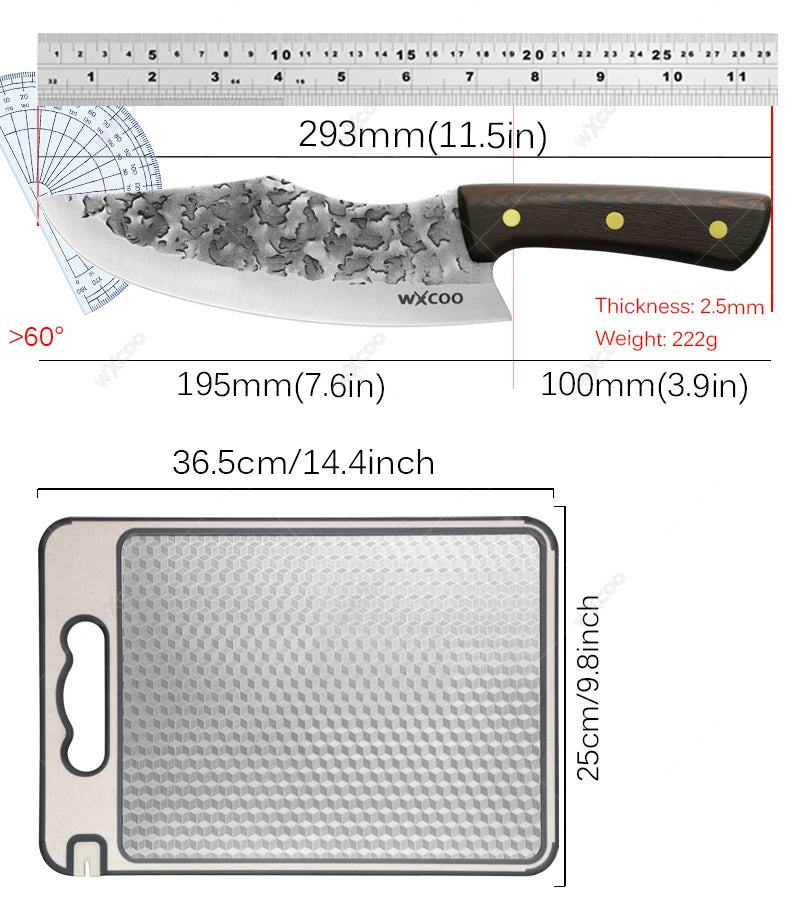 WXCOO Stainless Steel Boning Knife & Cutting Board Set 2PCS Kitchen Knife Set Axl
