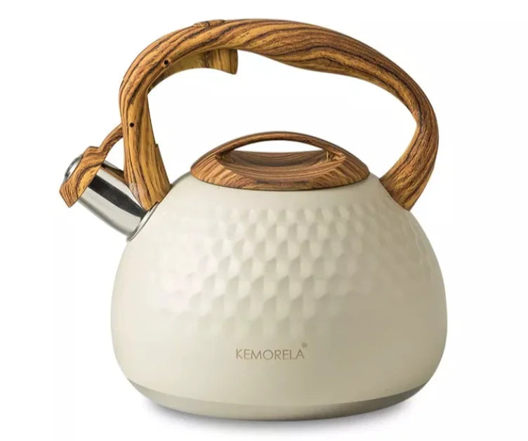 KEMORELA 3L Stainless Steel Whistling Kettle | Hammer Pattern Stovetop Whistling Kettle Axl Kahki 3L