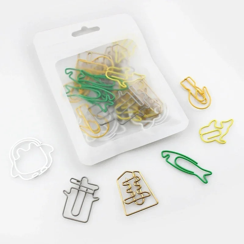 30-Pack Colorful Shaped Paper Clip Bookmarks – Assorted Styles Decorative Paper Clips Axl