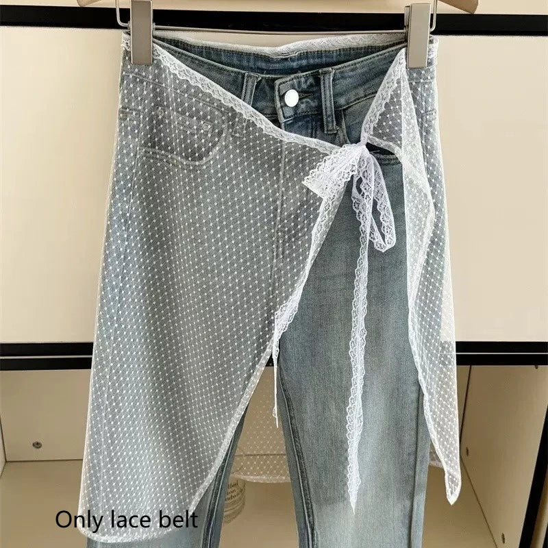 Korean Lace Trim Triangle Mini Skirt – Knit Wrap Overlay Mini Wrap Skirt Axl C-1pcs