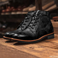 Men's Retro Lace-Up Ankle Boots – Leather-Look Motorcycle Boot Men's Ankle Boots Axl black 44