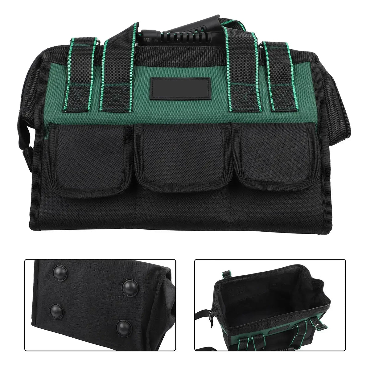 16" Heavy Duty Wide Mouth Tool Bag – Electrician Canvas Tote Tool Bag Organizer Axl