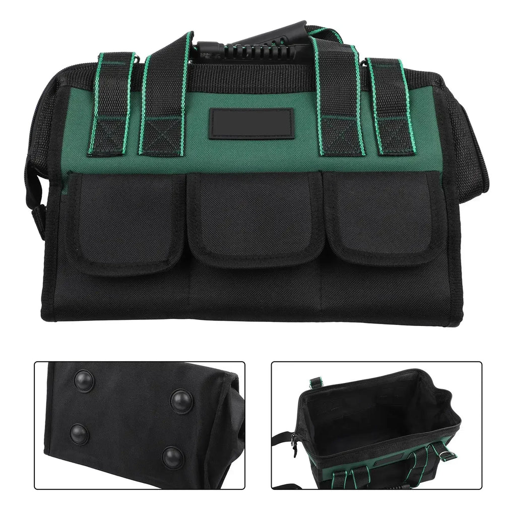 16" Heavy Duty Electrician Tool Bag – Wide Mouth Canvas Tote Tool Bag Organizer Axl