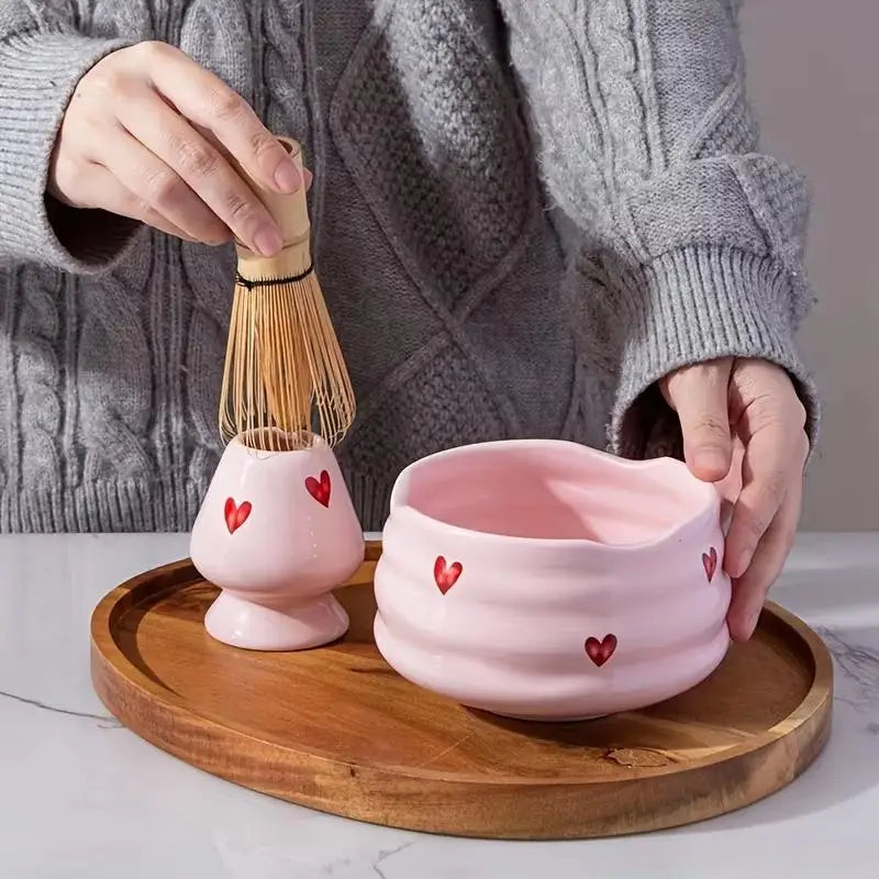 Ceramic Matcha Set – Bowl, Whisk, Holder & Bamboo Scoop Kit Matcha Tea Set Axl
