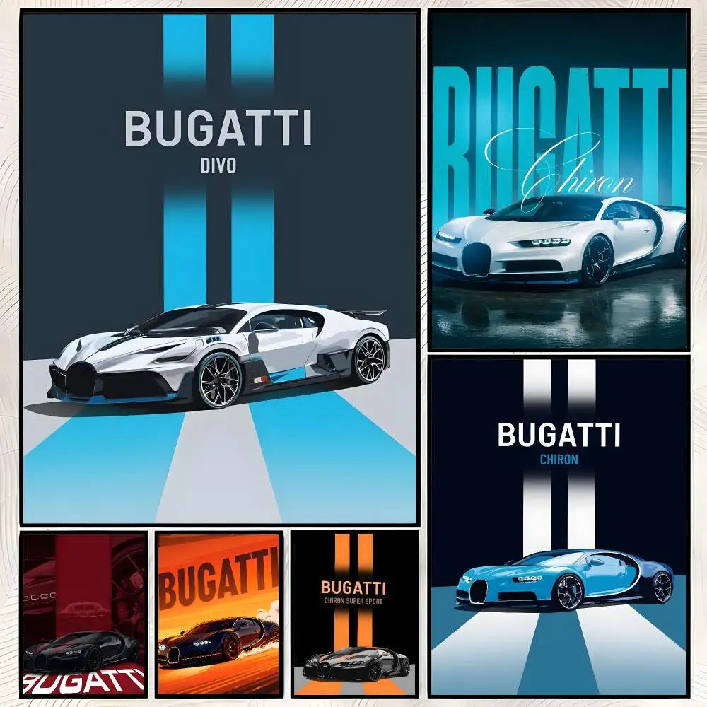 Bugatti Wall Art Poster – Self-Stick HD Waterproof Car Decor Wall Art Poster Axl