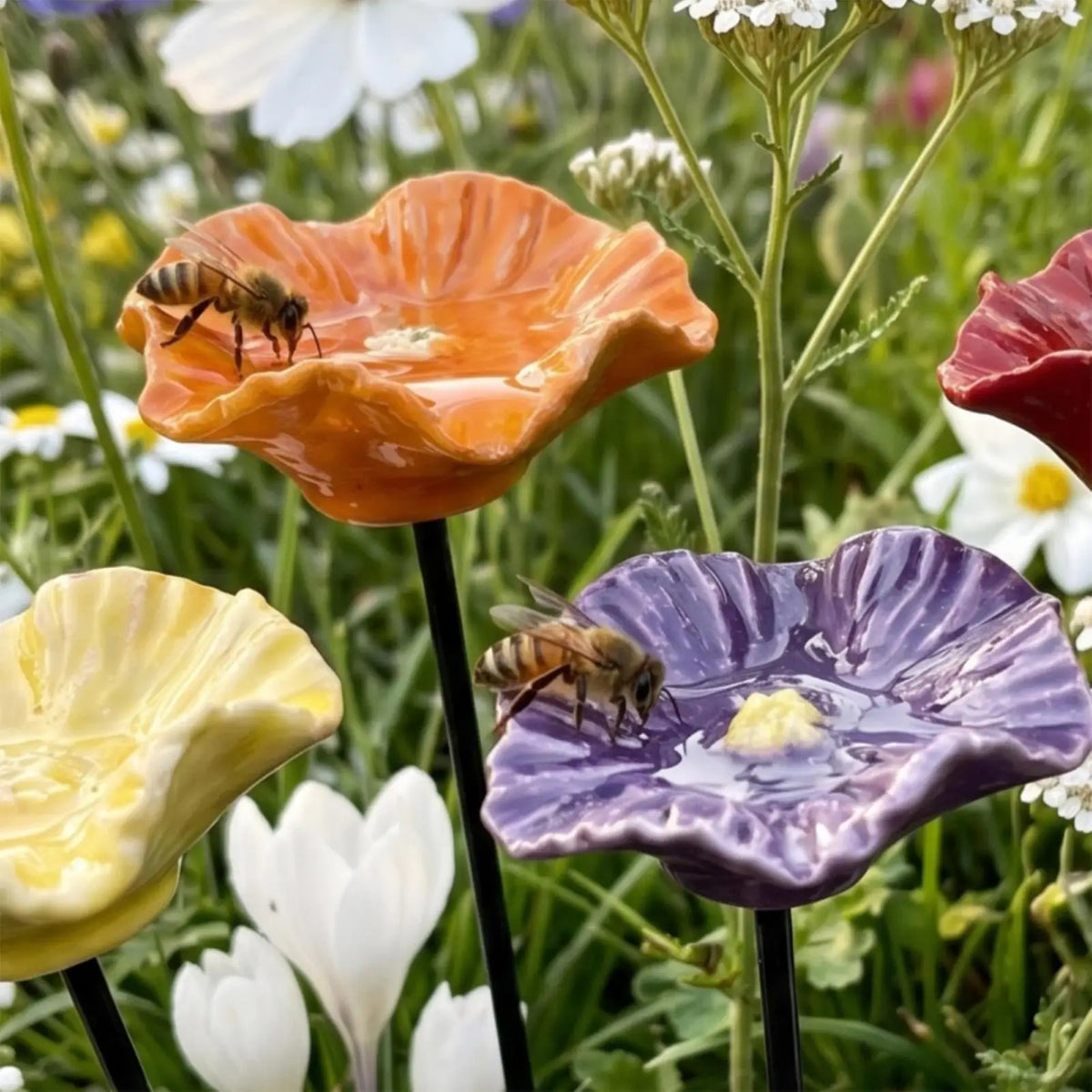 4-Pack Flower Bee Watering Station – Garden Pollinator Cup Set Garden Pollinator Cup Axl