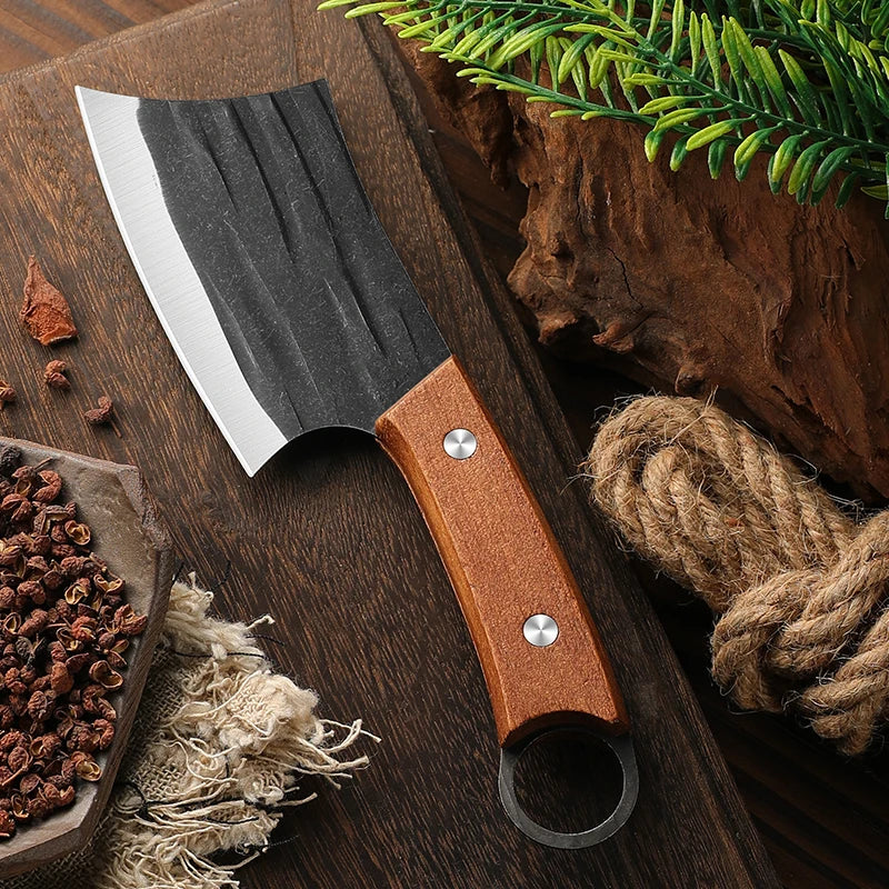 SHENJIU Hand Forged Meat Cleaver & Fish Fillet Knife – Wood Handle Kitchen Cleaver Knife Axl