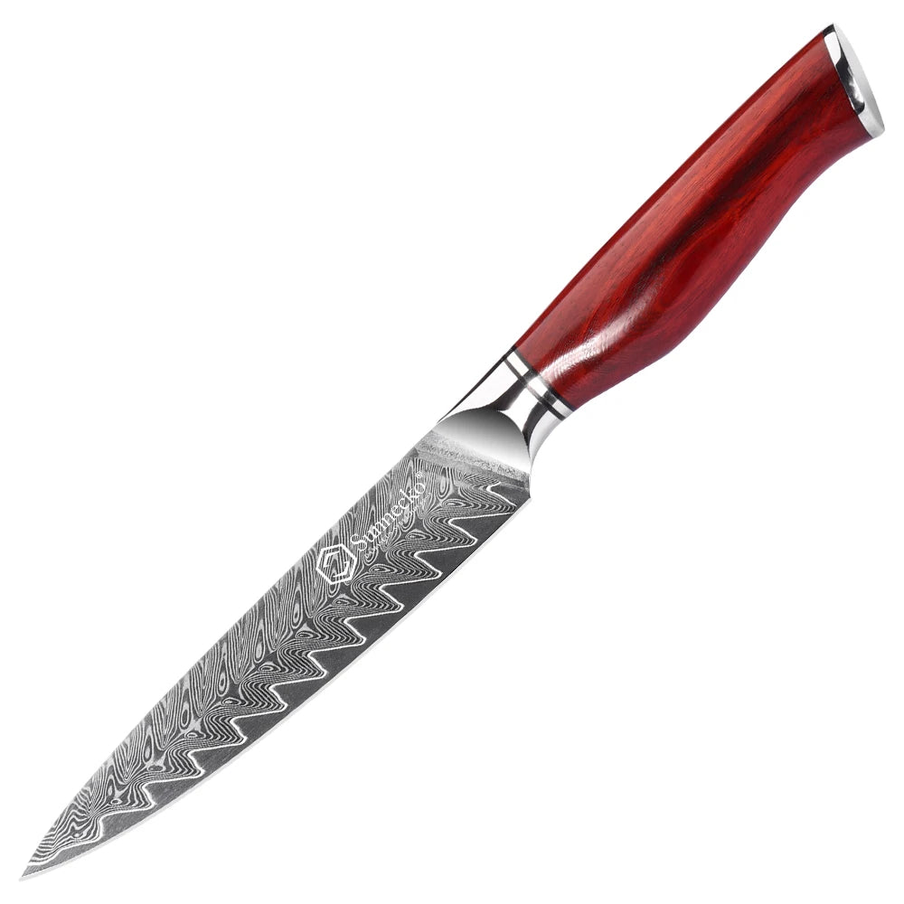 Sunnecko 7" VG10 Damascus Steel Chef's Cleaver Knife – Rose Wood Damascus Chef Knife Axl 5 Inch Utility Knife China Mainland