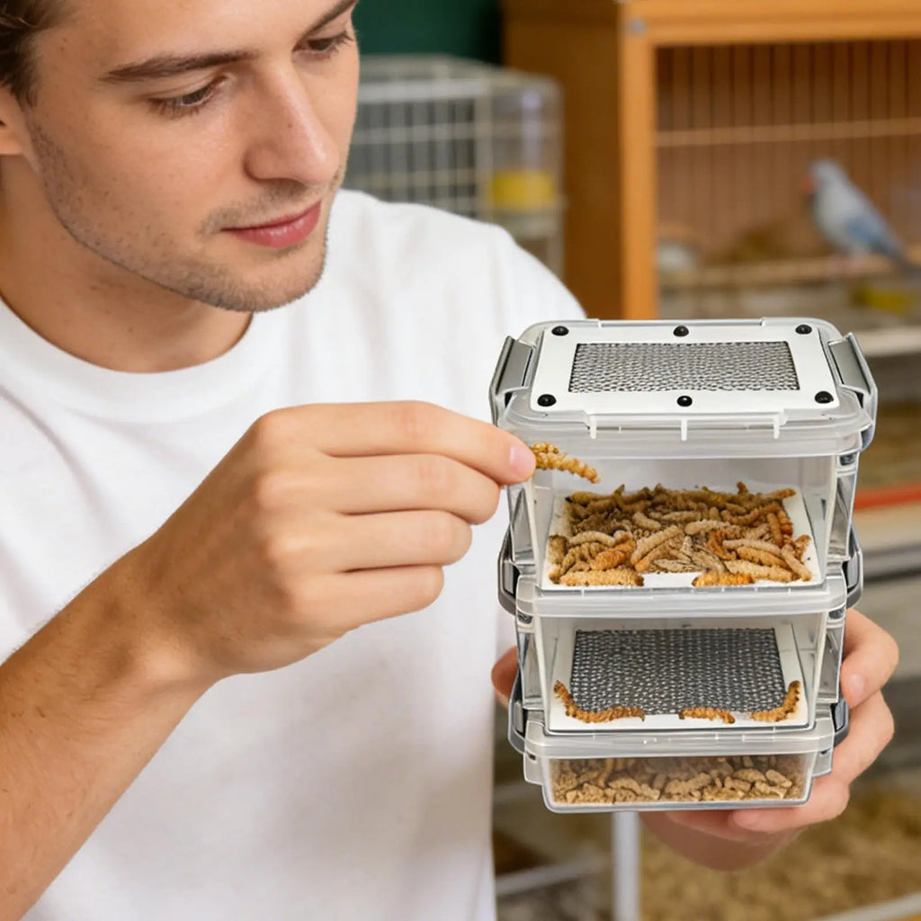 3-Layer Mealworm Breeding Kit – Transparent Feeder Bin Insect Breeding Kit Axl