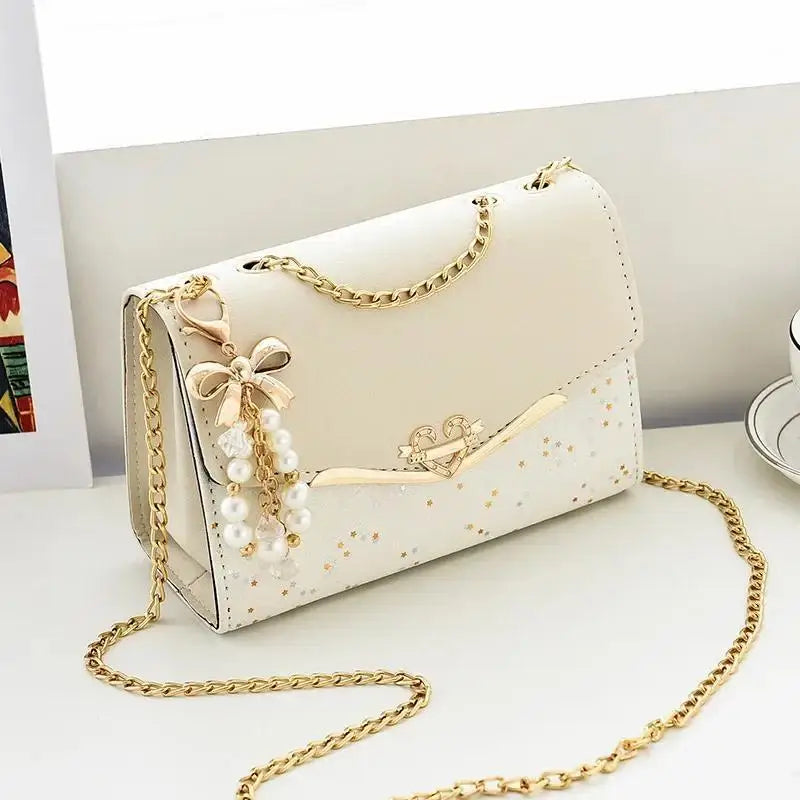 Women's Sequin PU Leather Shoulder Bag with Tassel | Crossbody Shoulder Crossbody Bag Axl beige