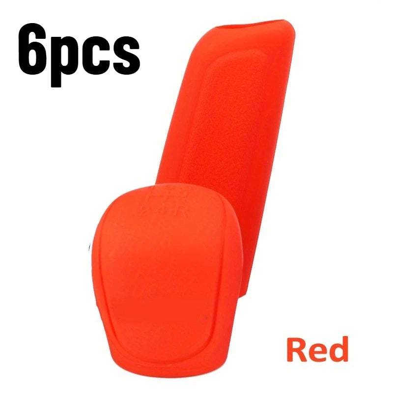6-Piece Silicone Gear Knob & Handbrake Cover Set | Auto Interior Car Interior Accessory Axl Red