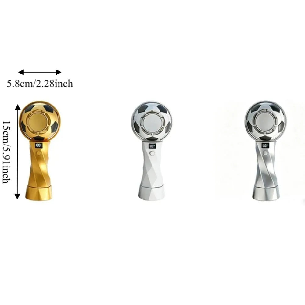 Soccer Ball Handheld Fan – Rechargeable, 5 Speeds, LED Display Handheld Electric Fan Axl